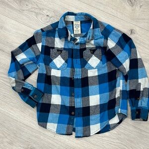 Faded Glory Blue & Black Button Down Shirt